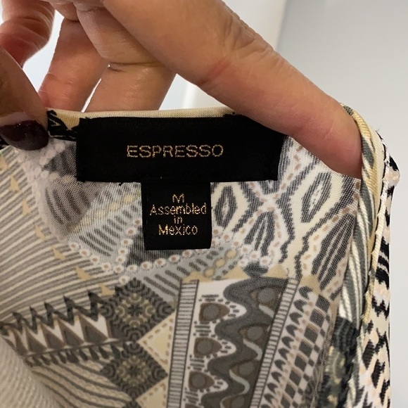 Espresso Multi Pattern Ruffle 3/4 Sleeve MIDI Dress M Modest - Picture 4 of 6